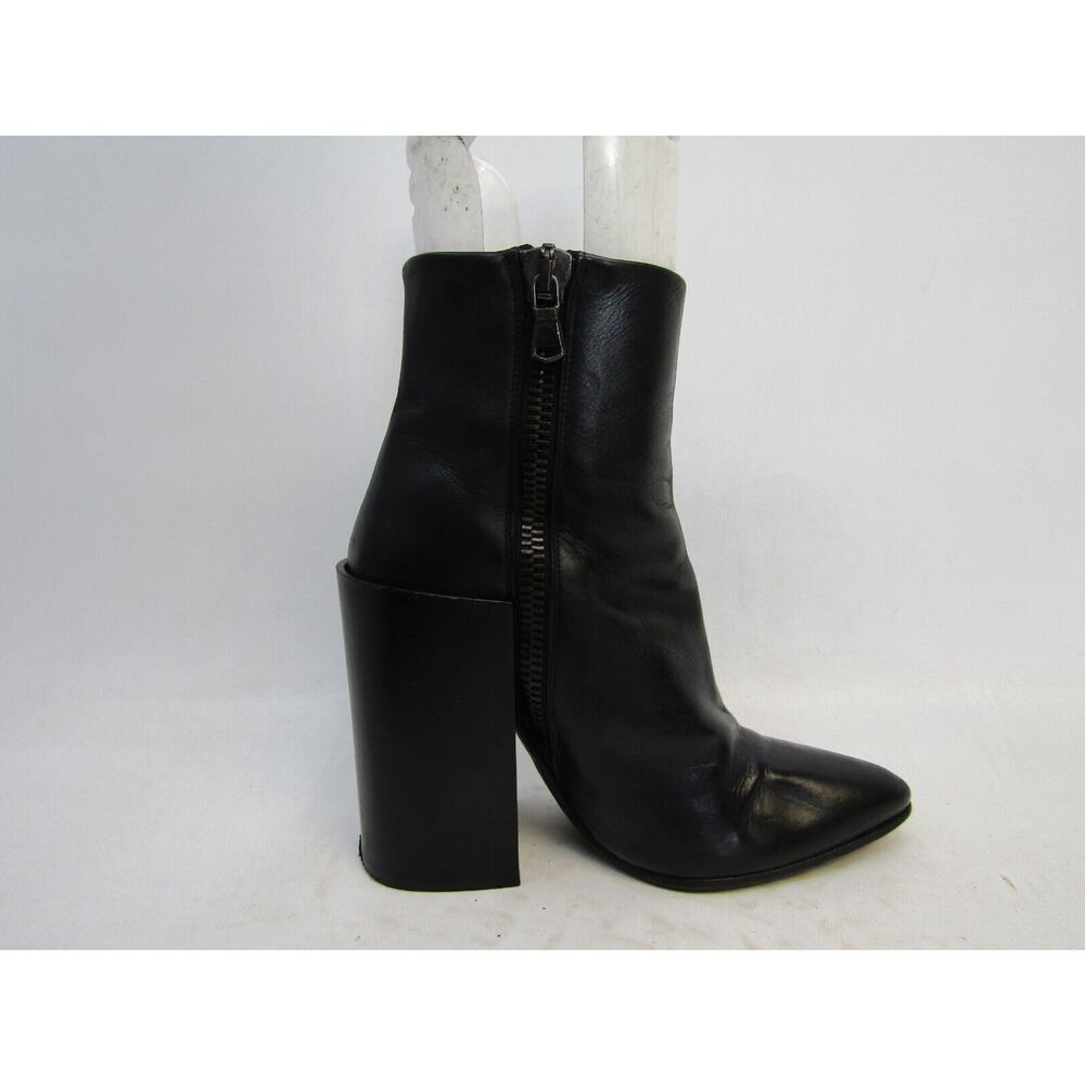 Acne Womens Size 36 EUR Black Leather Zip Heeled Ankle Fashion Boots Bootie - Picture 4 of 11